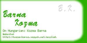 barna kozma business card